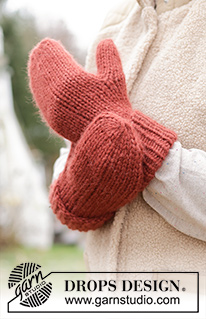 Friendship Mittens / DROPS 226-57 - Strikkede vanter i 1 tråd DROPS Wish eller 2 tråde DROPS Air. Arbejdet strikkes i glatstrik med kant i rib. Størrelse S-XL.