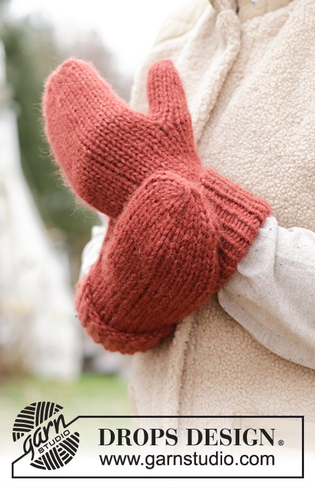 Friendship Mittens / DROPS 226-57 - Strikkede vanter i 1 tråd DROPS Wish eller 2 tråde DROPS Air. Arbejdet strikkes i glatstrik med kant i rib. Størrelse S-XL.