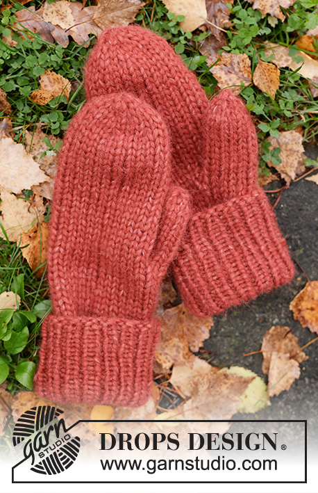 Friendship Mittens / DROPS 226-57 - Strikkede vanter i 1 tråd DROPS Wish eller 2 tråde DROPS Air. Arbejdet strikkes i glatstrik med kant i rib. Størrelse S-XL.