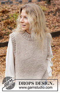 Isla Slipover / DROPS 226-58 - Strikket vest / slipover i DROPS Wish eller 2 tråder DROPS Air. Arbeidet strikkes i glattstrikk med kanter i vrangbord og splitt i siden. Størrelse S - XXXL.