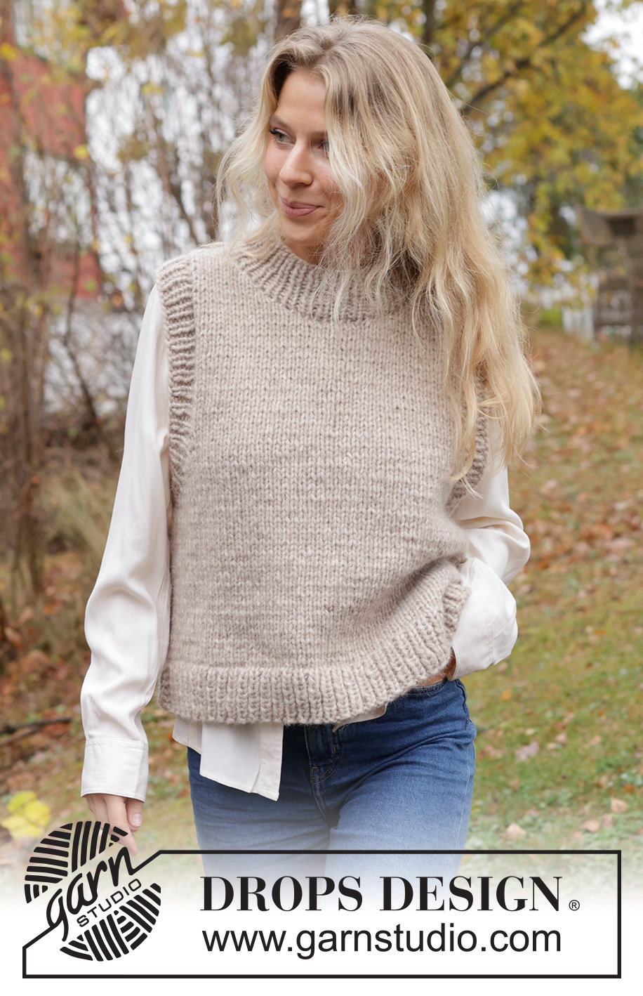 Isla Slipover / DROPS 226-58 - Strikket vest / slipover i DROPS Wish eller 2 tråder DROPS Air. Arbeidet strikkes i glattstrikk med kanter i vrangbord og splitt i siden. Størrelse S - XXXL.