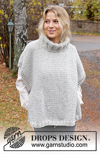 Louise Slipover / DROPS 226-59 - Stickad väst / slipover i DROPS Wish eller 2 trådar DROPS Air. Arbetet stickas i slätstickning, hög hals eller dubbel halskant, och kanter i resår och rätstickning. Storlek S - XXXL.