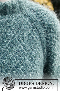 Hyde Park / DROPS 226-9 - Strikket bluse i 2 tråde DROPS Kid-Silk. Arbejdet strikkes oppefra og ned med raglan, perlestrik og dobbelt halskant. Størrelse XS - XXL.
