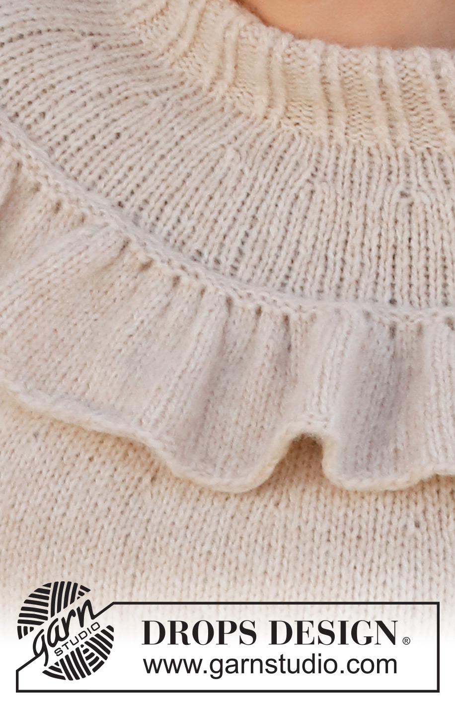 Winter Frill / DROPS 227-12 - Strikket genser i DROPS Air. Arbeidet strikkes ovenfra og ned med rundfelling og rysje. Størrelse S – XXXL.