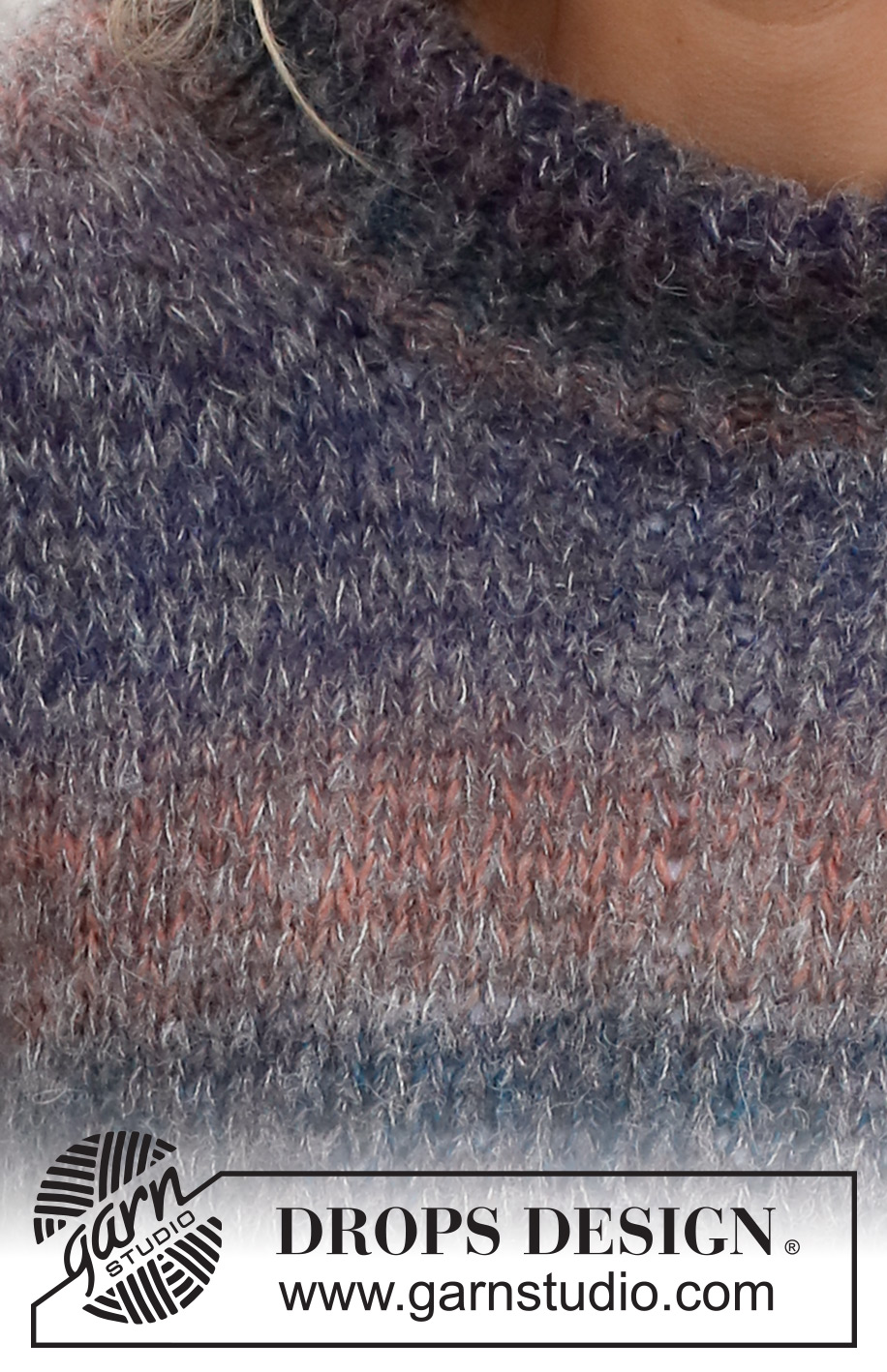 Autumn Dusk / DROPS 227-17 - Strikket slipover i DROPS Delight og DROPS Brushed Alpaca Silk. Vesten strikkes med høj hals, slids i siden og kanter i rib. Størrelse S - XXXL.