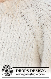Puffy Cloud / DROPS 227-22 - Strikket bluse i 2 tråde DROPS Alpaca Bouclé. Arbejdet strikkes oppefra og ned med raglan og snoninger. Størrelse S - XXXL.