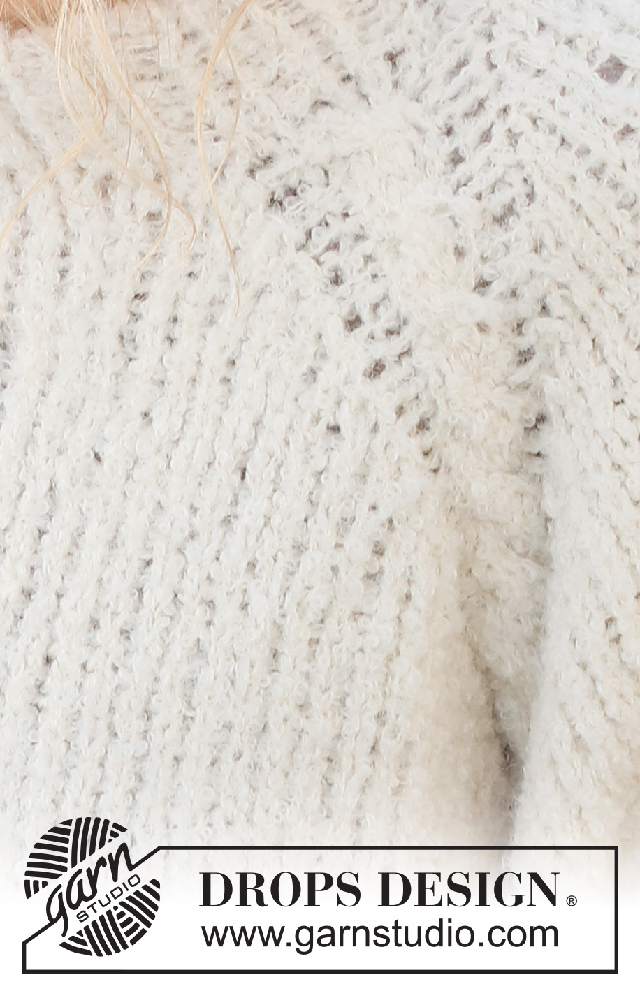 Puffy Cloud / DROPS 227-22 - Strikket bluse i 2 tråde DROPS Alpaca Bouclé. Arbejdet strikkes oppefra og ned med raglan og snoninger. Størrelse S - XXXL.