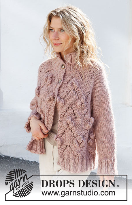 Rosé Bubbles Jacket / DROPS 227-23 - Free knitting patterns by DROPS Design