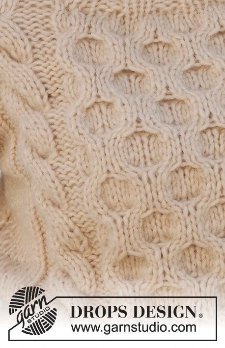 Winter Hive / DROPS 227-27 - Strikket bluse i DROPS Wish. Arbejdet strikkes med snoninger, bikubemønster og høj hals. Størrelse S - XXXL.