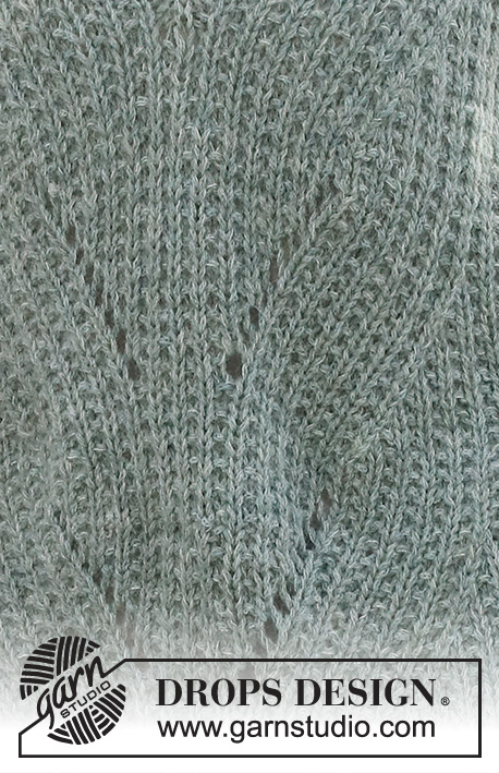 Ash Mint Slipover / DROPS 227-31 - Gestrickter Pullunder in DROPS Sky und DROPS Kid-Silk. Die Arbeit wird mit V-Ausschnitt, Seitenschlitzen, Strukturmuster und Verschiebungen gestrickt. Größe XS - XXL.