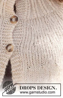 Straight A / DROPS 227-38 - Strikket jakke i DROPS Air. Arbejdet strikkes oppefra og ned med rundt bærestykke og lommer. Størrelse S – XXXL.