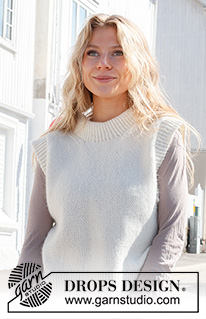 Sugar Glaze Vest / DROPS 227-41 - Strikket vest med dobbelt halskant i DROPS Air. Størrelse S - XXXL.