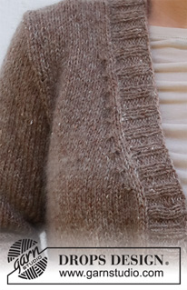 Twinkle Tweed / DROPS 227-45 - Strikket jakke i DROPS Soft Tweed og DROPS Kid-Silk. Arbeidet strikkes med v-hals og kanter i vrangbord. Størrelse S - XXXL.