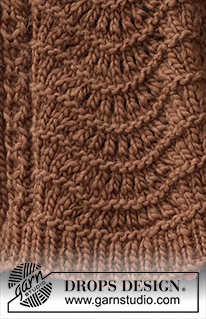 Caramel Bubbles / DROPS 227-50 - Stickad kofta i DROPS Snow. Arbetet stickas uppifrån och ner med hålmönster och små flätor. Storlek S - XXXL.