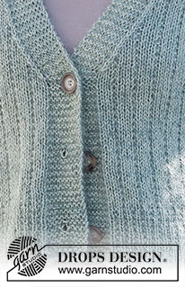 Wild Mint Tea Jacket / DROPS 227-6 - Strikket jakke i DROPS BabyAlpaca Silk og DROPS Kid-Silk. Arbejdet strikkes i strukturmønster med v-hals. Størrelse S - XXXL.