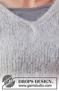River Hill Sweater / DROPS 228-11 - Strikket genser i DROPS Melody. Arbeidet strikkes med V-hals og flette. Størrelse S - XXXL.