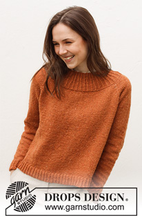 Warm My Heart / DROPS 228-18 - DROPS Soft Tweed lõngast ülevalt alla kootud raglaan varrukatega, lõhikutega ja soonikkoes ääristega džemper suurustele XS kuni XXL