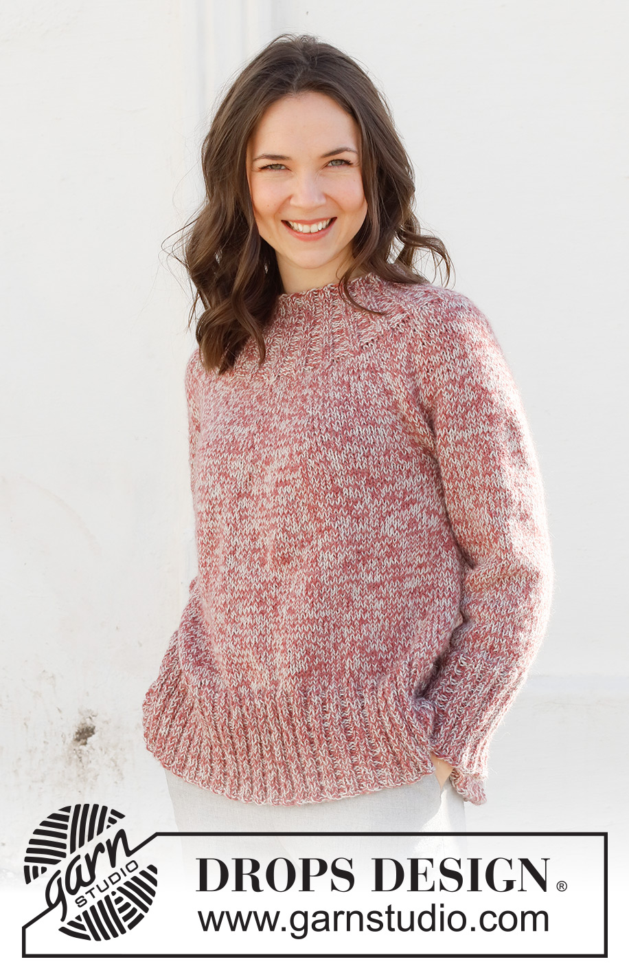 Frosted Cranberries Sweater / DROPS 228-27 - Knitted jumper in 2 strands DROPS Alpaca. Piece is knitted top down with round yoke and edges in rib. Size XS – XXL.