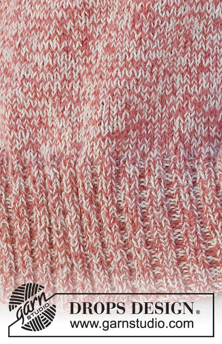 Frosted Cranberries Sweater / DROPS 228-27 - Knitted jumper in 2 strands DROPS Alpaca. Piece is knitted top down with round yoke and edges in rib. Size XS – XXL.