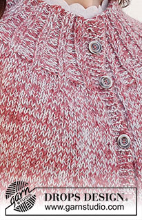 Frosted Cranberries / DROPS 228-28 - Knitted jacket in 2 strands DROPS Alpaca. Piece is knitted top down with round yoke. Size XS – XXL.