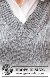 Skyscraper Vest / DROPS 228-3 - Knitted vest / slipover in DROPS Karisma. Piece is knitted with V-neck, edges in rib and vents in the sides. Size: S - XXXL