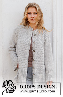 Chasing Moonlight / DROPS 228-30 - Strikket jakke i DROPS Nord og DROPS Kid-Silk eller DROPS Flora og DROPS Kid-Silk. Arbeidet strikkes nedenfra og opp med strukturmønster. Størrelse S - XXXL.