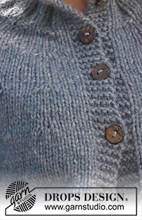 Sailor Blues Jacket / DROPS 228-33 - Strikket jakke i 1 tråd DROPS Wish eller 2 tråde DROPS Air. Arbejdet strikkes oppefra og ned med rundt bærestykke og høj hals. Størrelse XS - XXL.