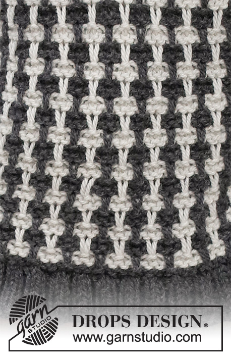 School Run / DROPS 228-35 - Knitted vest in DROPS Alaska. Piece is knitted with pepita pattern, V-neck and edges in rib. Size: S - XXXL