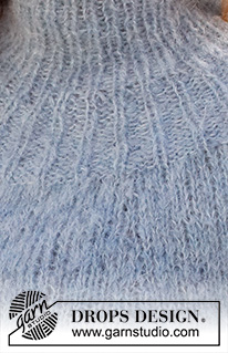 Rhythmic Rain / DROPS 228-42 - Knitted sweater in DROPS Melody. The piece is worked top down with round yoke, ribbed edges and split in the sides. Sizes S - XXXL.