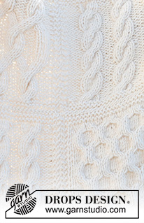Highland Hug / DROPS 228-51 - Gebreide deken in 2 draden DROPS Wish of 2 draden DROPS Snow of 1 draad Polaris. Het werk wordt in een vierkant gebreid met kabels.