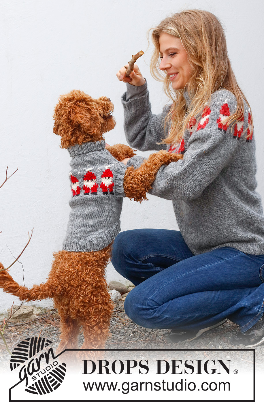 Merry Santas / DROPS 228-54 - Knitted sweater for dogs in DROPS Alaska. The piece is worked with Nordic Santa pattern. Sizes XS - M. Theme: Christmas.