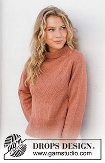 Diamond Fire / DROPS 228-6 - Knitted jumper in DROPS Alpaca or DROPS BabyMerino. The piece is worked top down with double neck, saddle shoulders, split in the sides and cables. Sizes S - XXXL.