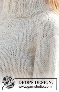 First Rain / DROPS 228-7 - Jersey de punto en DROPS Wish o DROPS Andes. La pieza está tejida de arriba hacia abajo, con canesú redondo y cuello doble. Tallas S – XXXL.