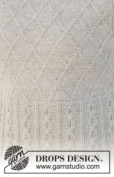 Diamond Sky / DROPS 228-8 - Gestrickter Pullunder in DROPS Lima oder DROPS Merino Extra Fine. Die Arbeit wird mit Zopfmuster, Strukturmuster, doppelter Halsblende und doppelten Armausschnittblenden gestrickt. Größe S - XXXL.