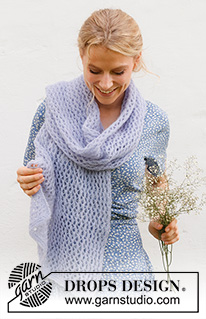 Spring Catch / DROPS 229-12 - Strikket stola / skjerf med hullmønster i DROPS Brushed Alpaca Silk.