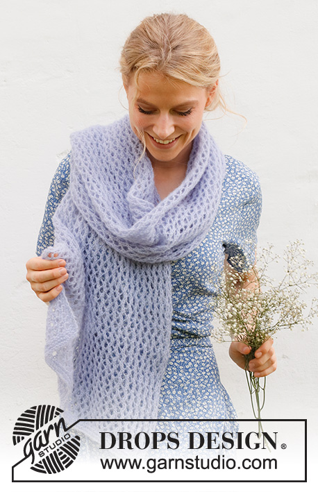 Spring Catch / DROPS 229-12 - Strikket stola / skjerf med hullmønster i DROPS Brushed Alpaca Silk.