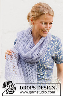 Spring Catch / DROPS 229-12 - Strikket stola / skjerf med hullmønster i DROPS Brushed Alpaca Silk.