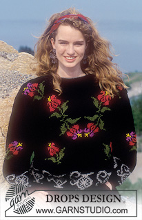 DROPS 23-16 - DROPS jumper with rococo flower pattern in Karisma Superwash. Size M.