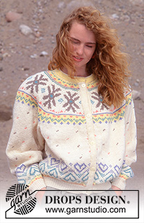 Loving Garland / DROPS 23-8 - DROPS jacket with pattern borders and raglan sleeves in “Karisma Superwash”. Size S – L.