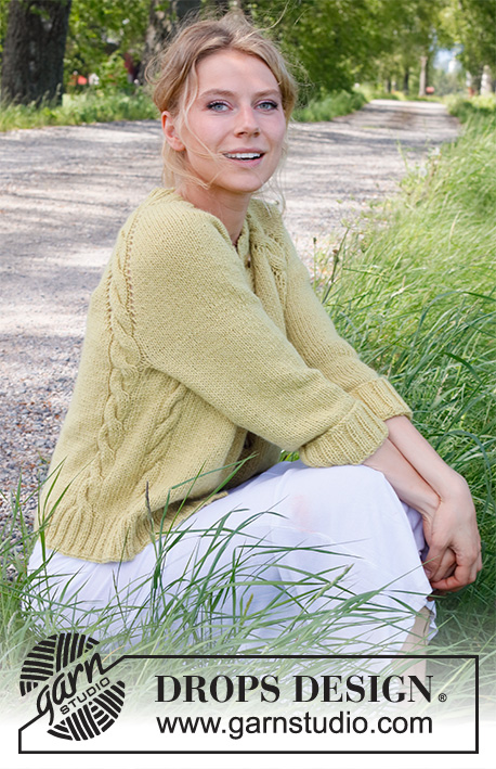 Nature Lyrics Cardigan / DROPS 230-11 - Strikket cardigan i 2 tråde DROPS Alpaca. Arbejdet strikkes oppefra og ned med raglan, dobbelt halskant og snoninger. Størrelse S - XXXL.