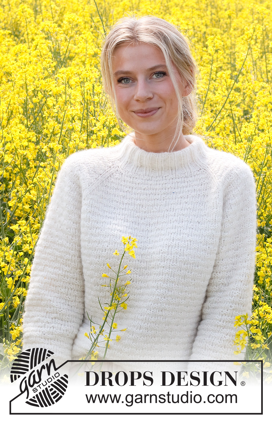 Provence Dream / DROPS 230-15 - Knitted sweater in DROPS Air. The piece is worked top down with raglan, moss stitch and double neck. Sizes S - XXXL.