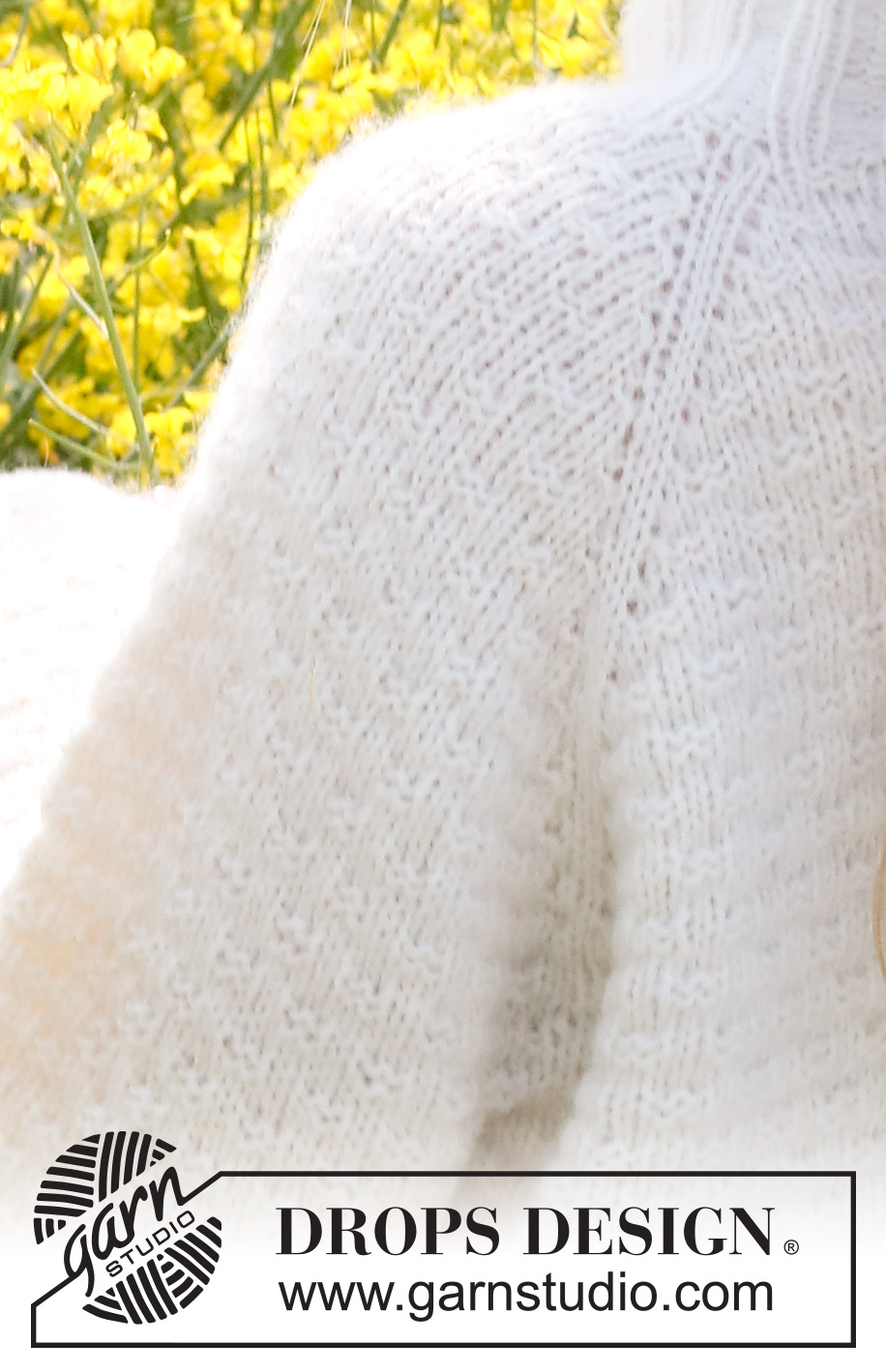 Provence Dream / DROPS 230-15 - Knitted sweater in DROPS Air. The piece is worked top down with raglan, moss stitch and double neck. Sizes S - XXXL.