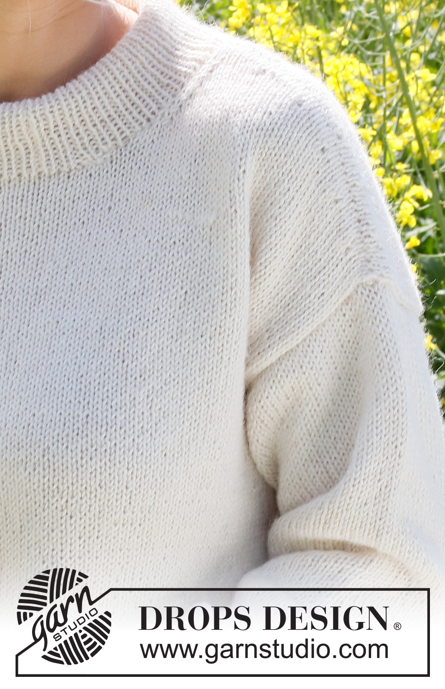 Camomile / DROPS 230-16 - Knitted jumper in DROPS Puna. The piece is worked bottom up, with double neck. Sizes S - XXXL.