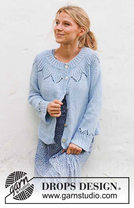 Echo Mountain Cardigan / DROPS 230-17 - Stickad kofta i DROPS Paris. Arbetet stickas uppifrån och ner med runt ok och hålmönster. Storlek S - XXXL.