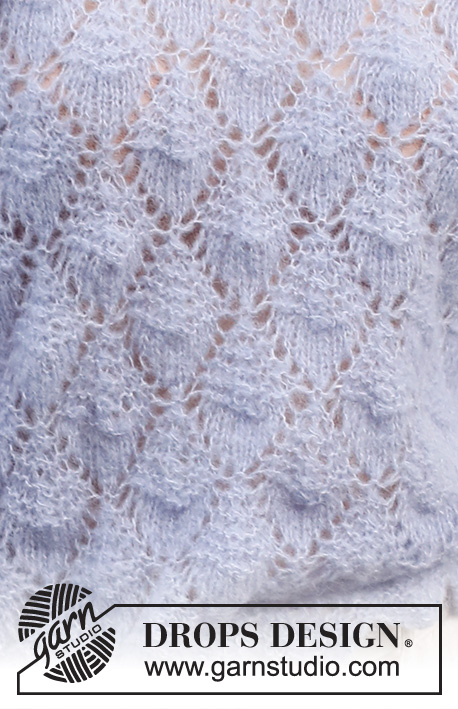 Lila Mist / DROPS 230-24 - Stickad tröja i DROPS Brushed Alpaca Silk. Arbetet stickas nedifrån och upp med hålmönster. Storlek S - XXXL.