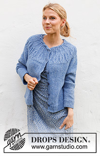 Blue Peacock Cardigan / DROPS 230-30 - Stickad kofta i DROPS Air. Arbetet stickas uppifrån och ner med patent och runt ok. Storlek S - XXXL.