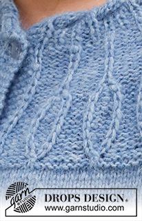 Blue Peacock Cardigan / DROPS 230-30 - Stickad kofta i DROPS Air. Arbetet stickas uppifrån och ner med patent och runt ok. Storlek S - XXXL.
