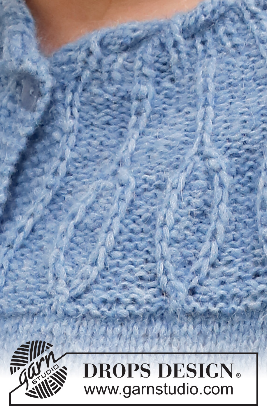 Blue Peacock Cardigan / DROPS 230-30 - Stickad kofta i DROPS Air. Arbetet stickas uppifrån och ner med patent och runt ok. Storlek S - XXXL.