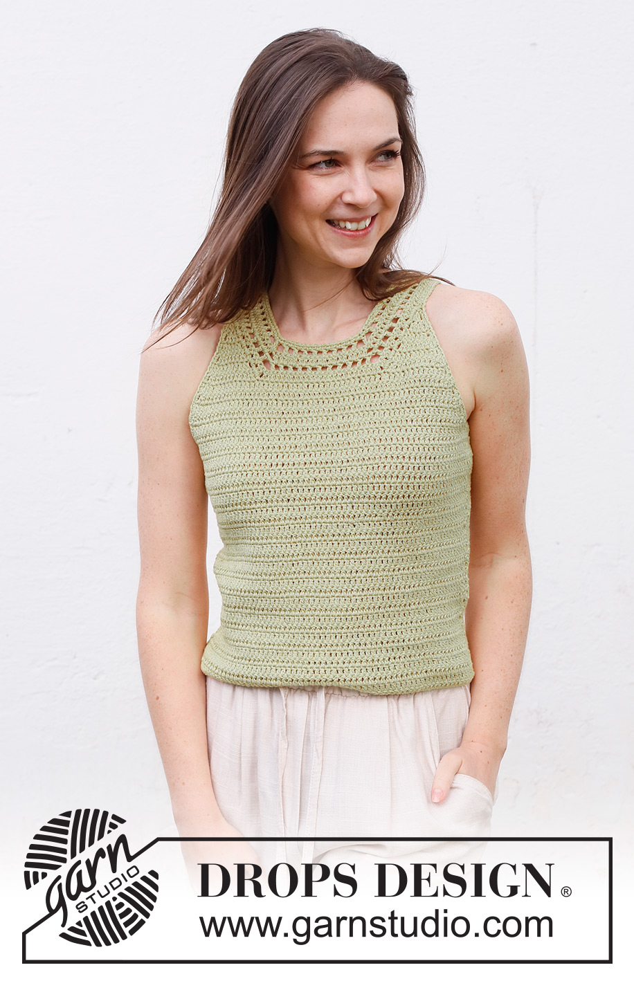 Green Glade Top / DROPS 230-42 - Heklet topp i DROPS Belle. Arbeidet hekles nedenfra og opp. Størrelse S - XXXL.