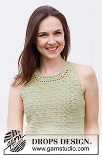 Green Glade Top / DROPS 230-42 - Heklet topp i DROPS Belle. Arbeidet hekles nedenfra og opp. Størrelse S - XXXL.